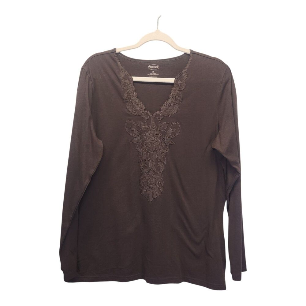 NEW TALBOTS Long Sleeve Embellished V-Neck Shirt Women's XL